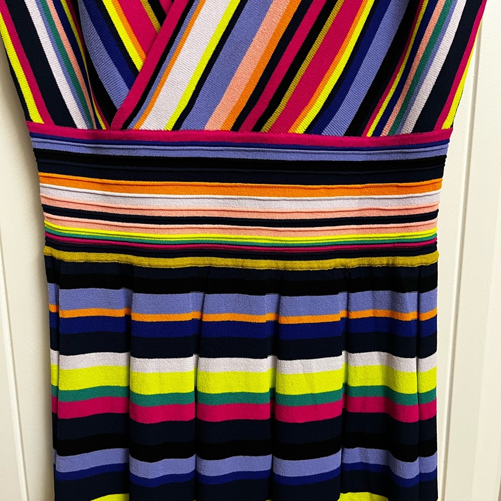 Milly Multicolor Striped Surplice Sleeveless Sweater Dress, size M - Picture 7 of 8